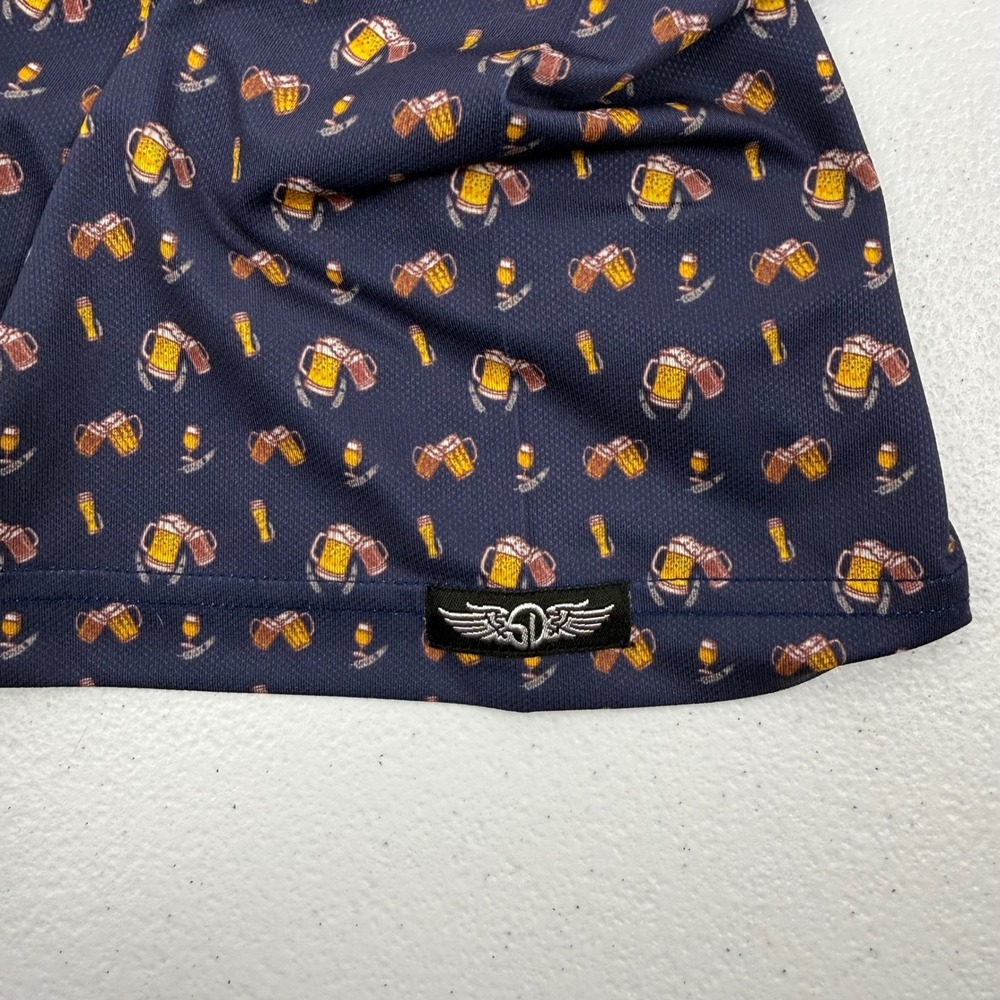 Straight Down Mens XL Beer Mug Print Performance Golf Polo Shirt Navy Blue‎ - Picture 9 of 12